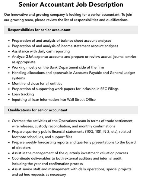 Senior Accountant Job Details 